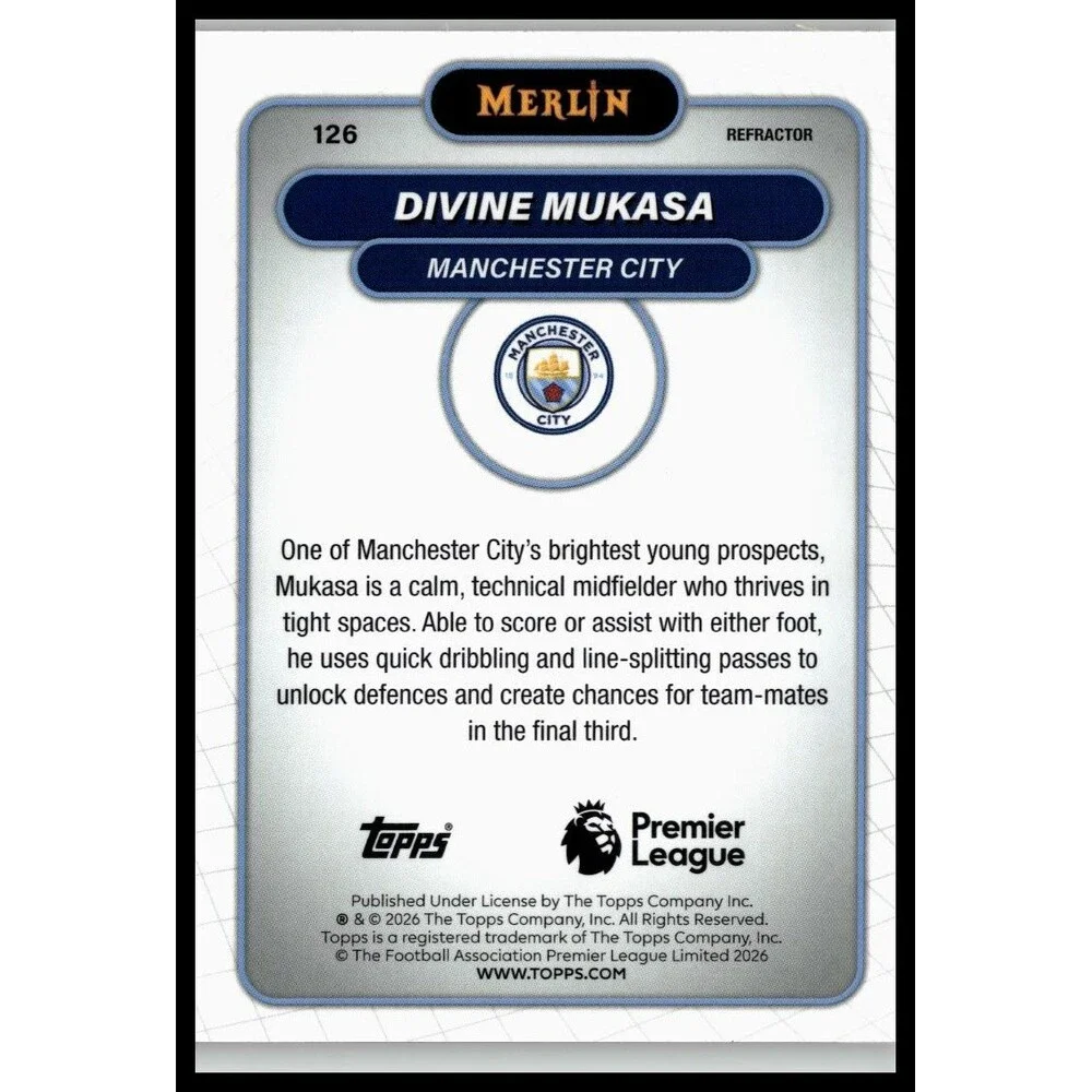2026 Merlin Premier League #126 Divine Mukasa Refractor